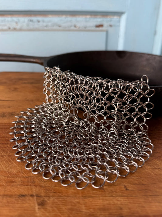 chainmail scrubber cast iron the realness preserve